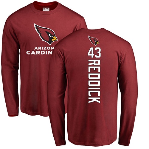 Arizona Cardinals Men Maroon Haason Reddick Backer NFL Football #43 Long Sleeve T Shirt